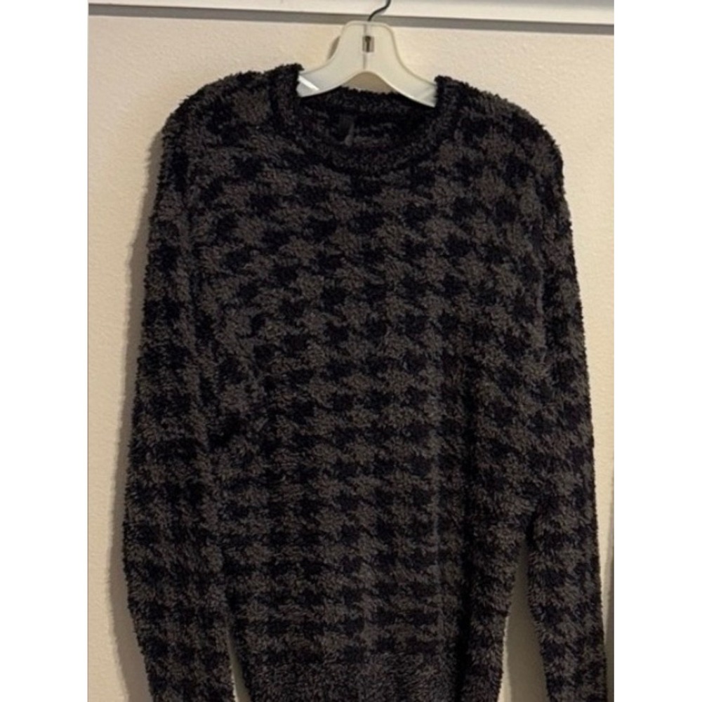SKIMS Black and Gray Houndstooth Cozy Top